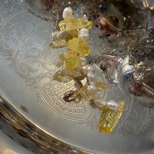 Yellow crystal and natural Pearl Beaded handmade single statement earrings